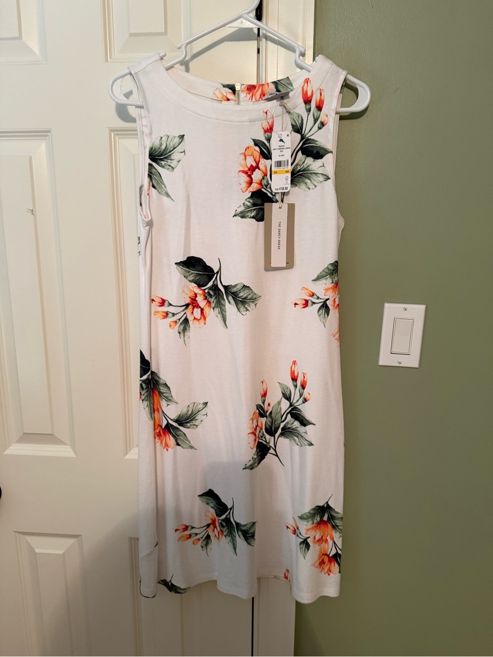 Tommy Bahama White Midi Dress with Orange Floral Print